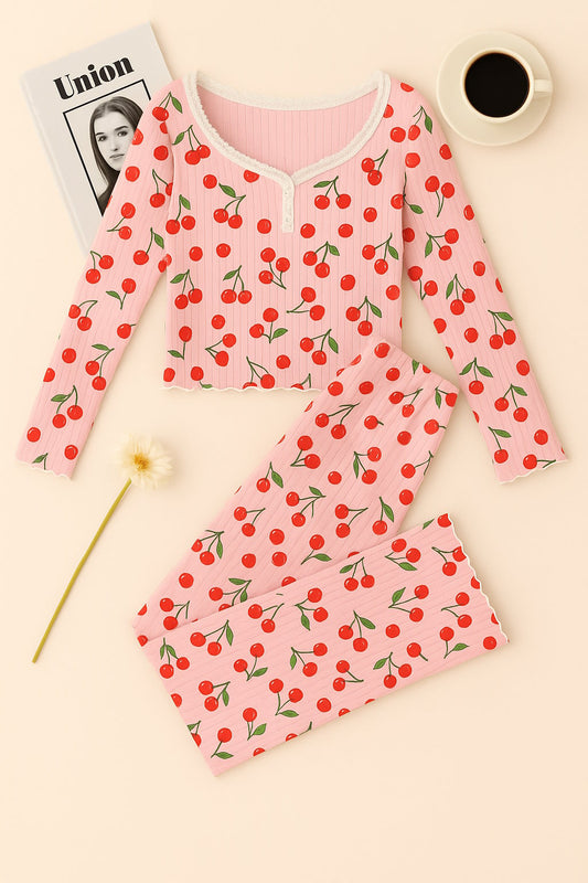 Pyjama Long Imprimé Cerise
