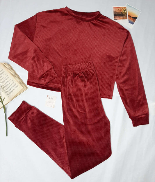Ensemble-pyjama-Femme-hiver-Rouge