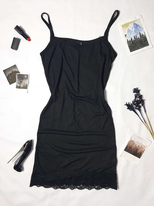 Chemise De Nuit Femme Semi-Transparent Avec Dentelle - noir -