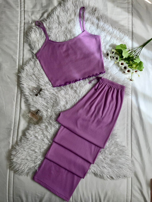 Pyjama Avec Pantalon De Couleur Unie