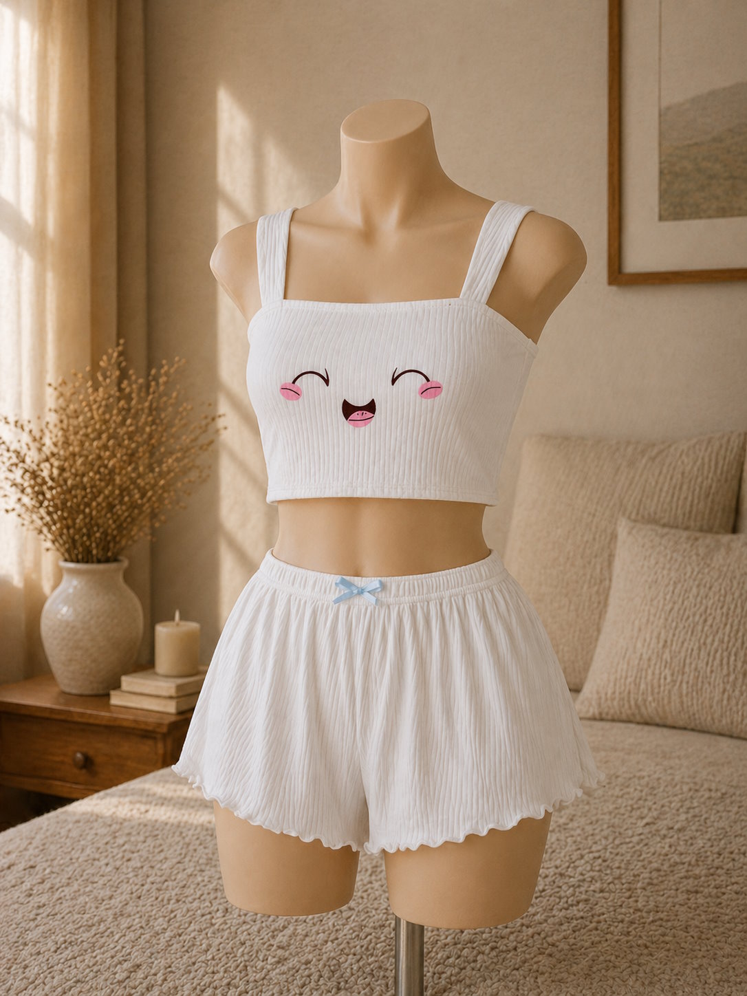 Ensemble De Pyjama Femme Imprimé Avec Oreilles De Lapin