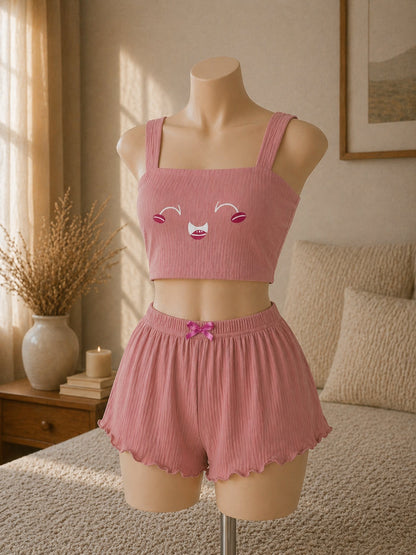 Ensemble De Pyjama Femme Imprimé Avec Oreilles De Lapin