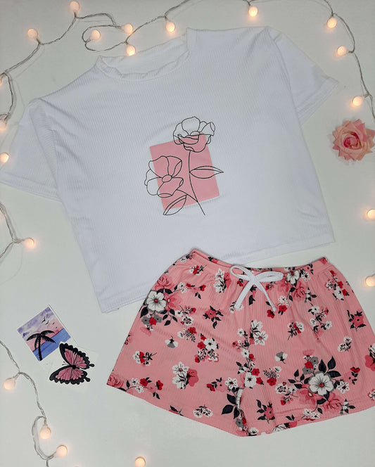 Ensemble Pyjama Avec T-shirt et Short Imprimé Floral