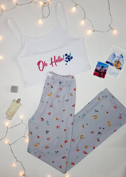 Ensemble-Pyjama-Imprime-Avec-Haut-De-Camisole-Et-Pantalon-Long-Gris
