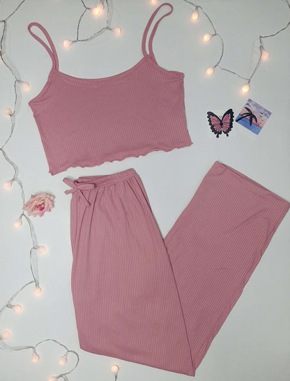 PyjamaAvecPantalonDeCouleurUnie-Rose