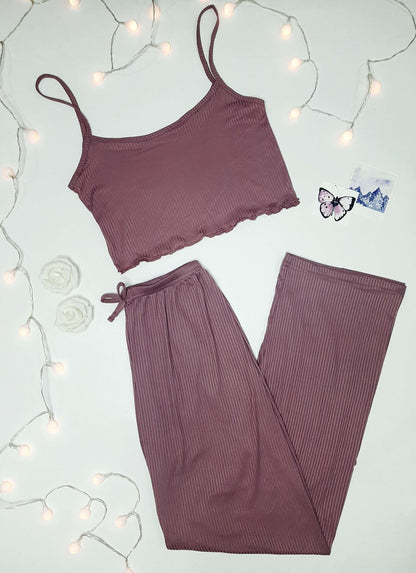 PyjamaAvecPantalonDeCouleurUnie-Violet