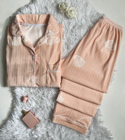 Pyjama en velours d'hiver avec motif cœurs
