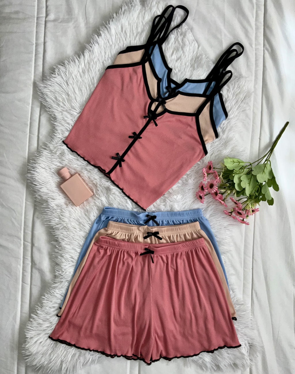 pack de 3 ensemble pyjamas femme - short et haut confort et style