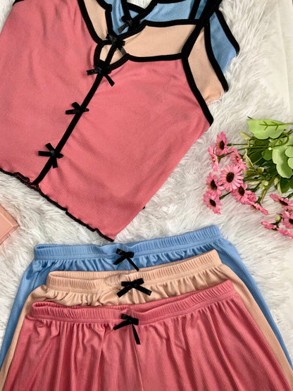 Pack de 3 Ensemble Pyjamas Femme - Short et Haut Confort et Style